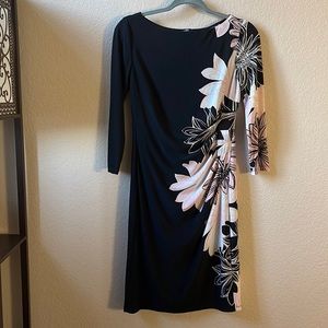 CHAPS Black Floral Dress Size S